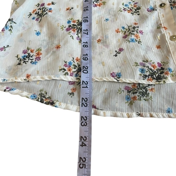 Euc Zara blouse, sheer, floral, metallic details, size Medium - Picture 7 of 13